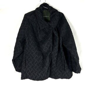 Mycra Pac Reversible Coat Rare Stitched Hash Pattern Black Green S/M